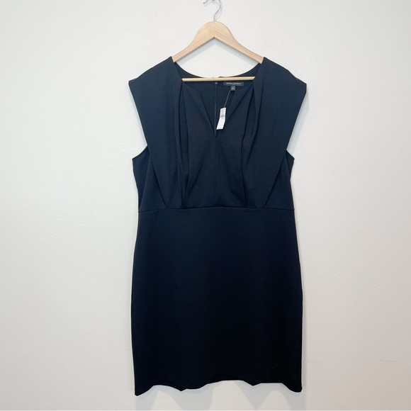 NEW Banana Republic Factory Ponte Knit Dress Sheath V Neck Black Size XL - Picture 2 of 10